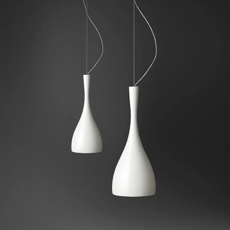 Glossy white Vibia pendant lamps